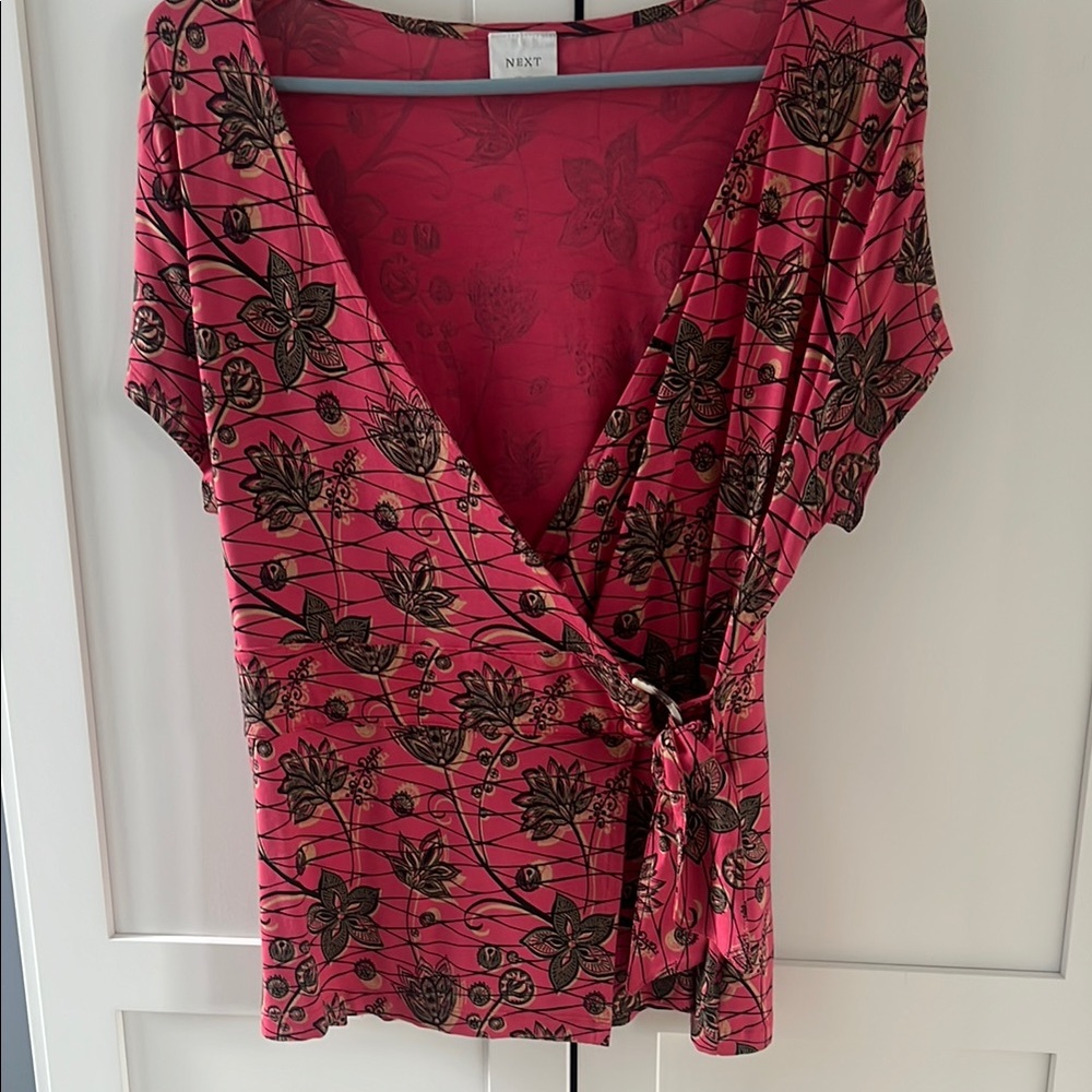 NEXT Pink Short Sleeve Wrap Blouse